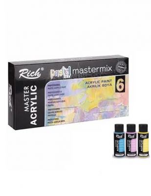Rich Mastermix Akrilik Boya Seti, Pastel Renkler - 6lı - 60 cc