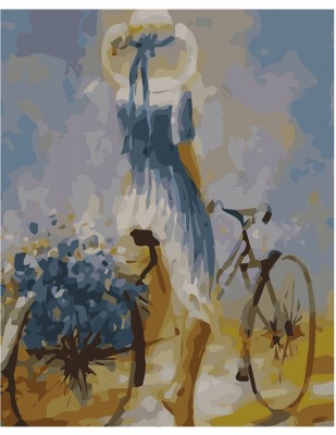  - Sayılarla Tuval Boyama Seti - 40 x 50 cm - Bisikletli Kız