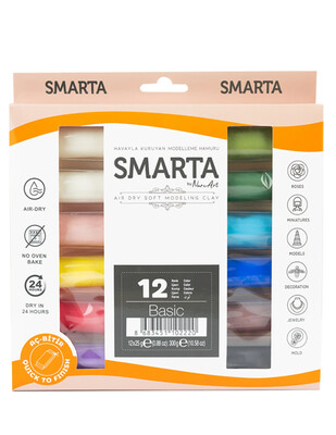 Smarta Hava ile Kuruyan Modelleme Hamuru Seti - 12 Renk (Canlı)- 30000090 - Thumbnail