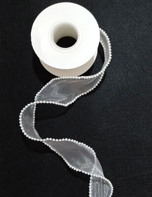 Süslemelik Kurdele - İncili - Beyaz