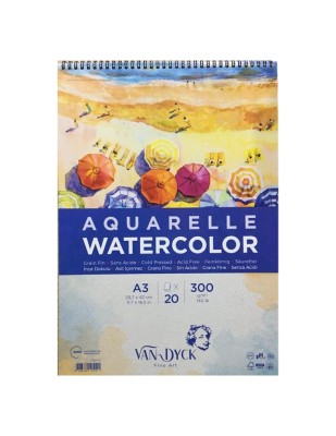  - Van Dyck Aquarelle Watercolour Paper Grain Fin, A3 - 300 gr - 20 Yaprak