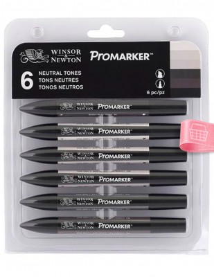 WINSOR & NEWTON - Winsor & Newton Promarker Çift Uçlu Kalem Seti - Neutral Tones - 6 Renk
