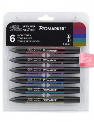 WINSOR & NEWTON - Winsor & Newton Promarker Çift Uçlu Kalem Seti - Rich Tones - 6 Renk