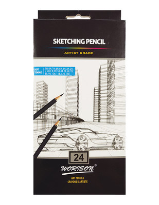 Worison Sketching Pencils, Eskiz Kalem Seti - 24 Adet - Thumbnail