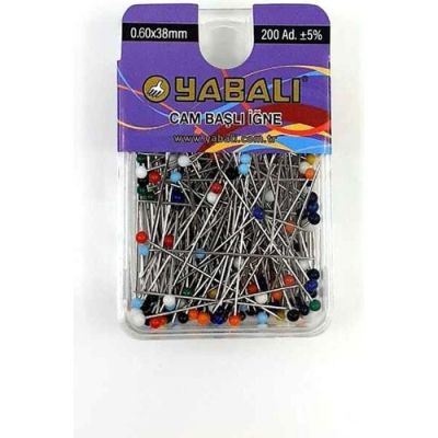 Yabalı Cam Başlı Toplu İğne - 0,60 x38 mm - 200 Adet