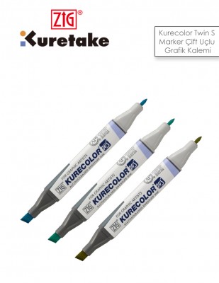 KURETAKE - ZİG Kurecolor Twin S Marker Çift Uçlu Grafik Kalemi,İnce ve Geniş Uç